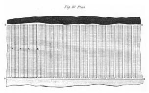 Gateroads in the two lowest coal seams are staggered. The third, uppermost, workings reuse the roads from the underlying coal.